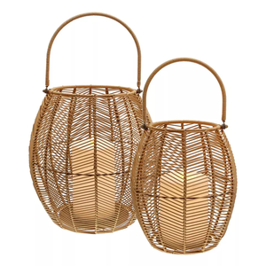 Rustic Handwoven Rattan <b>Candle</b> Lantern Natural <b>Wicker</b> <b>Candle</b> Holder for Events, Home Decor, and More <b>Wicker</b> Lantern - Product Image 5