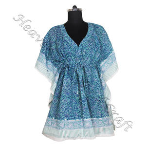 Hand Block Printed Cotton <b>Kaftan</b> Handmade Indian Caftan KFCS058 Abaya <b>Kaftan</b> Caftan Arab Jalabiya Dubai Fashion Hand Block Print - Product Image 1