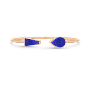 Pulsera Ajustable de Oro Rosa de 18k de Alta Calidad con Lapislázuli, Diseño de Espiral, Engaste de Cabujón en Forma de Pera, Hecha a Mano, Unisex - Product Image 1