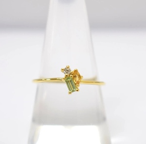 Luxury Cluster S925 14K Chapado en oro Minimal Natural Citrin y Peridot Ring Personalizable para minoristas OEM y ODM Hecho - Product Image 1