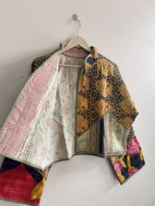 Quilted <b>Kantha</b> Handmade Vintage <b>Jacket</b> Reversible Crop Kiara Cut <b>Jacket</b> - Product Image 5