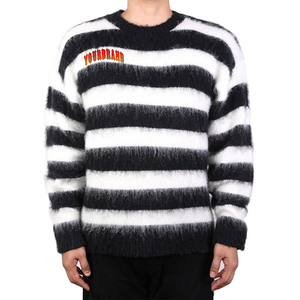 Wholesale Custom Stripped <b>100</b>% Cotton Men's Winter Casual Oversized Fashionable Pullover Sweater - Product Image 1