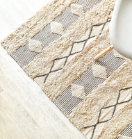MORE Boho Moderner 4'x6' Baumwoll-Rechteckteppich Gewebter Geometrischer Dicker Mittelfloriger Teppich mit Quasten Waschbar Vielseitig Einsetzbar