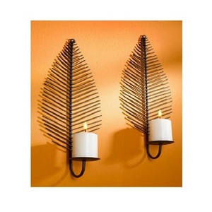 Juego de 2 portavelas de hierro de la mejor calidad, diseño elegante, forma personalizada, portavelas montado en la pared para gran oferta - Product Image 1