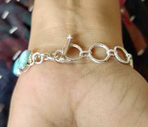 Cadeau de mariage, bracelet en argent fin fait à la main en argent sterling 925 avec pierre précieuse Larimar, bijoux en argent 925, bijoux en argent estampés 925 - Product Image 3