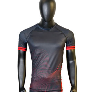 Sublimación personalizada impresa manga corta Rash Guard transpirable BJJ MMA camisa de compresión protección UV para entrenamiento de natación de Surf - Product Image 1