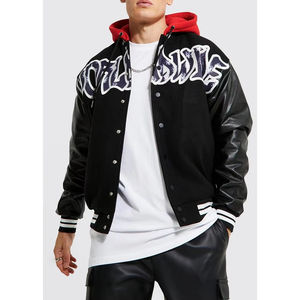 Nouvelle veste Letterman pour hommes, brodée et boutonnée sur le devant, en laine, pour le corps et les manches en cuir, universitaire - Product Image 1