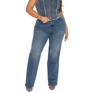 ¡Novedad de 2025! Vaqueros recortados holgados de cintura alta para mujer, Vaqueros lisos de pierna recta, moda informal de marca para mujer - Product Image 5