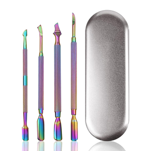 Empujadores de cutículas para manicura y pedicura de doble extremo multicolor, superventas, servicio OEM de alta calidad, acero inoxidable - Product Image 1