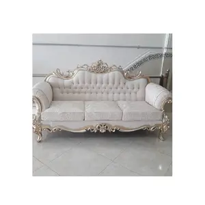 Sofá y silla de madera para escenario de Evento de novio de novia con estilo clásico y moderno, muebles de sofá tallados de lujo de estilo clásico
