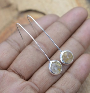 Boucles d'oreilles en argent style bohème faites à la main bijoux en argent sterling 925 rutile doré pierres précieuses boucles d'oreilles tendance bijoux pour femmes cadeau - Product Image 2