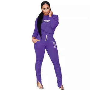 Chándales de algodón Premium de invierno con hombros caídos para mujer, media cremallera y sudadera de gran tamaño con pantalones de chándal, conjunto de 2 piezas - Product Image 5