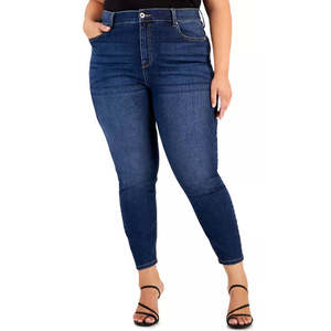 Jeans Skinny a Vita Alta Rosa Stile Celebrità per Donne Taglie Forti, Taglia 22W, Abbigliamento Plus Size Blu per Donne - Product Image 1