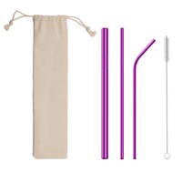 Kraft World – Ensemble de pailles réutilisables en acier inoxydable, écologiques, antidérapantes, portables et lavables, accessoires personnalisés, luxe moderne
