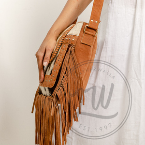 Single Handle Real Cowhide Cowfur Leather Handbag with Fringe Carving Portable Bohemian Crossbody <b>Bag</b> Decoration Winter - Product Image 3