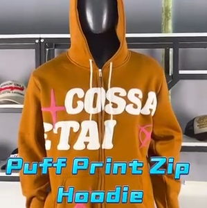 Sweat à capuche unisexe surdimensionné en coton French Terry avec impression 3D en relief personnalisée, doublé, impression sérigraphique lourde - Product Image 1