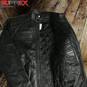 Veste de moto vintage unisexe en polyester/coton imperméable et respirante, effet usé, noir et marron - Product Image 3