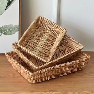 Bandeja de servicio de ratán rústica mínima al por mayor, organizador de restaurante y cocina con estilo decorativo para servir y almacenar alimentos - Product Image 2