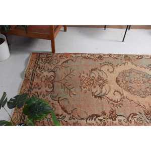 Vintage Turkish Rug 3.5x8.6 ft, <b>Brown</b> Area Ombr <b>Wool</b> Rug - Product Image 4