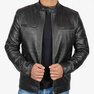 Meilleures ventes Veste en cuir à manches longues pour hommes New Fashion Top Wear Matériau en peau de vache fabriqué à partir de peau de mollet - Product Image 3