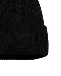 Bonnet en tricot noir unisexe, bonnet d'hiver chaud à revers, bonnet en acrylique doux côtelé extensible uni, bonnet uni, logo personnalisé, conception OEM - Product Image 6