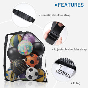 Sac de football à bandoulière antidérapant personnalisable Sac d'équipement de sport en maille pour le stockage et le transport du ballon - Product Image 4