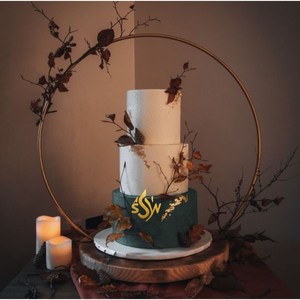 Soporte de pastel de arco con estilo europeo forma redonda con tapa de cristal minimalista boda y cumpleaños soporte de pastel de Metal decorativo suministro - Product Image 6