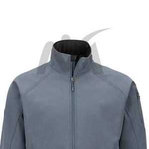 Veste Softshell pour hommes de couleur gris clair nouveau design OEM Vestes d'extérieur à col montant en tissu respirant avec logo personnalisé pour hommes - Product Image 4