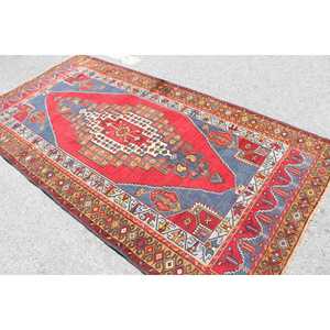 พรมวินเทจขนาดใหญ่ 4.8x9.3 ฟุต (147x284 ซม.) พรมขนสัตว์ลายพิมพ์สัตว์สีแดงแบบตุรกี - Product Image 4