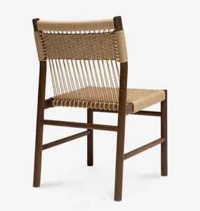 Solid Teak Wood Dining <b>Chair</b> with <b>Rattan</b> Woven Seat and Backrest, Minimalist Scandinavian Style Furniture for Cafe - Product Image 5
