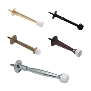 Rigid Door Stop Heavy Duty Solid Door Stops with Rubber Tips Brushed Satin Nickel Finish Wall Protectors