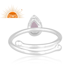 Anillo apilable de piedras preciosas de cuarzo rosa Natural de Plata de Ley 925 fina de la mejor calidad, joyería personalizada para mujer, regalo para ella - Product Image 4