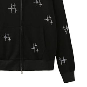 เสื้อฮู้ดดี้ประดับเพชรแบบซิป รุ่นปี 2026 ดีไซน์ทันสมัยสำหรับทุกเพศ สไตล์ฮิปฮอป แนวสตรีทแวร์ ผ้าฝ้าย 100% สำหรับฤดูหนาว ราคาประหยัด - Product Image 3