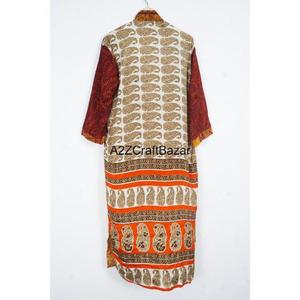 Kimono de Seda 100% Vintage Bohemio para Mujer, Diseño de Parches, Cierre con Cordón, Mangas Tres Cuartos, Suave y de Secado Rápido - Product Image 5