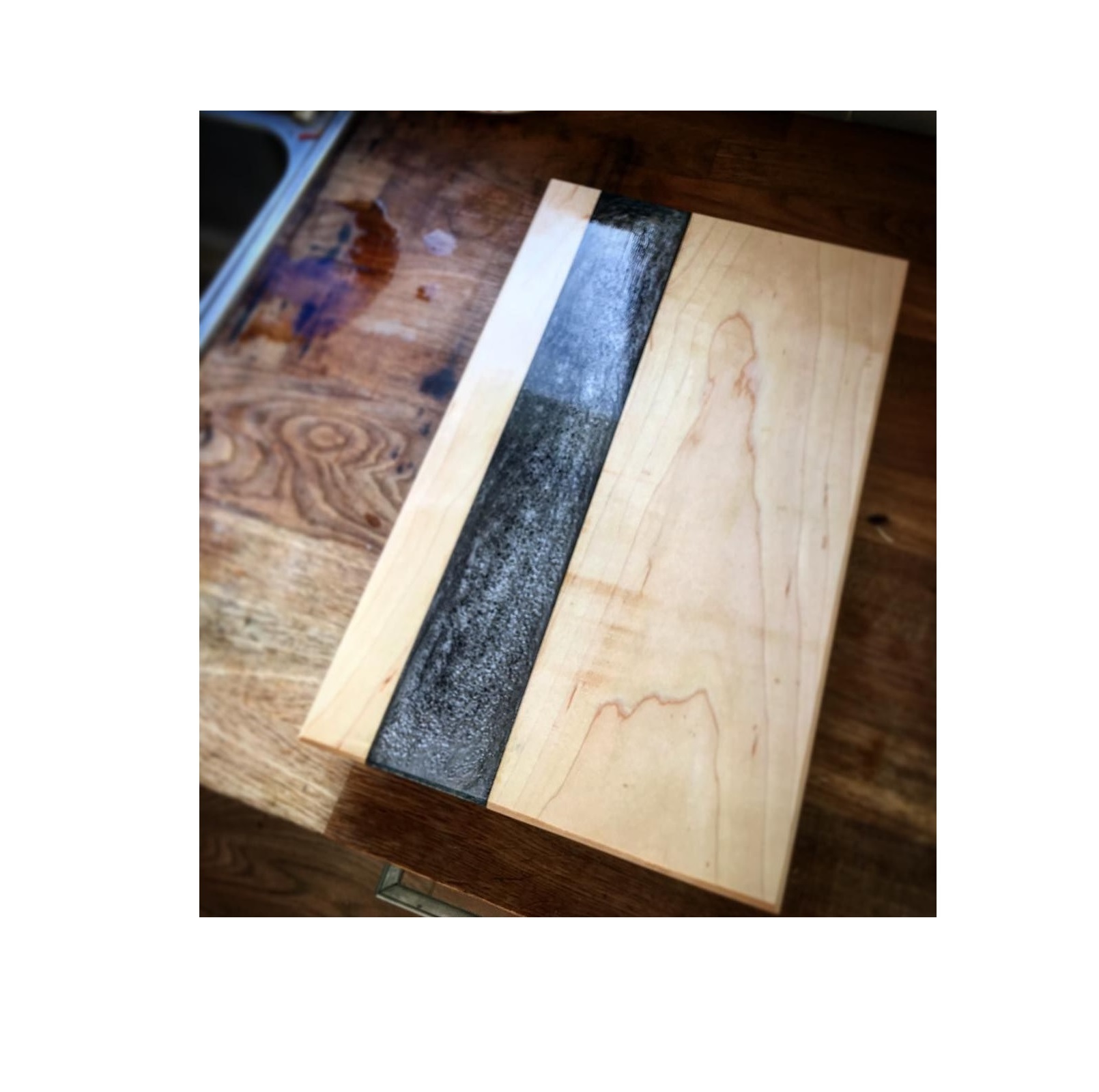 Black Resin Color Chopping Board Acacia Wooden Epoxy Resin Cheese