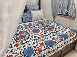 Xu Hướng 100% Cotton Vịt Màu Sáng Truyền Thống Aari Thêu Phulkari Handmade Ném Cho Khăn Trải Giường Và Bảng Bìa - Product Image 4