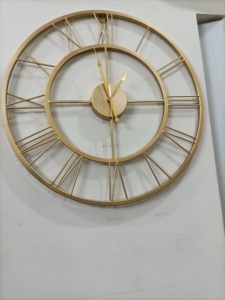 Reloj de pared de Metal con acabado de capa de polvo dorado Vintage con números romanos, diseño silencioso sin tictac, Marco abierto para decoración para sala de estar - Product Image 5
