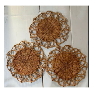 Natural Wicker <b>Round</b> Rattan Plate Handmade Charger <b>Mat</b> for Rustic <b>Table</b> Settings Vietnam Supplier - Product Image 4