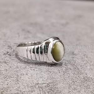 Anillo de Plata de Ley 925 con Piedra Lunar Gris Natural, Novedad, Piedra de Nacimiento de Junio, Regalo de Navidad, Joyería para Hombre, Venta al por Mayor - Product Image 1