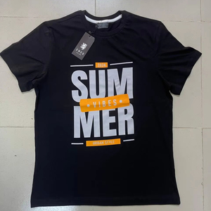 เสื้อยืดผ้าฝ้ายพรีเมี่ยมสำหรับผู้ชายชุดลำลองใส่สบายลายทางสีทึบ - Product Image 1