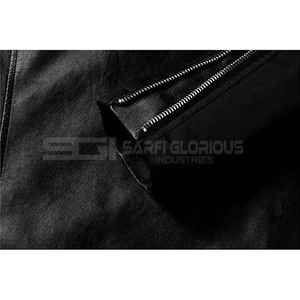 Veste en cuir vintage décontractée pour hommes authentiques avec revers manteaux chauds pour un usage quotidien - Product Image 6