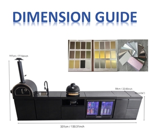 Nhà máy trực tiếp tối mà<span class=keywords><strong>u</strong></span> đen tùy chỉnh tủ bếp với hình chữ <span class=keywords><strong>U</strong></span> xử lý designpizza Lò nướng Kamado nướng cho nhà - Product Image 3
