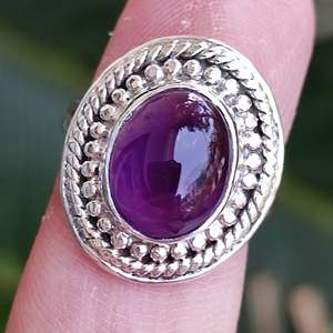 Handmade Women's Amethyst 925 Sterling Silver <b>Ring</b> Smooth Natural Stone Gemstone for Everyday Wear <b>Sizes</b> 4 to 13 US - Product Image 4