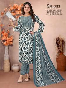 Premium 100% pur coton imprimé femmes Kurtis pantalon Dupatta décontracté indien pakistanais vêtements exportation vente genou longueur régulière - Product Image 4