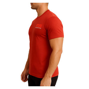 Logotipo personalizado y OEM ODM compatible liso rojo 100% algodón camiseta cuello redondo manga corta para hombres tela de punto - Product Image 3