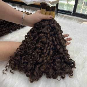 Venta al por mayor puro vietnamita Remy Virgen extensiones de cabello Venta caliente cutícula alineada ondulado a granel peluca tipo crudo único donante - Product Image 3