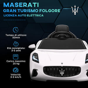AIYAPLAY 12V Maserati Gran Turismo Folgore Coche Infantil con Control Remoto, Edad 3-5 Años, Blanco - Product Image 4