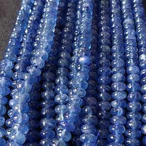 ลูกปัดพลอยแซฟไฟร์สีฟ้าแบบโค้งสีธรรมชาติลูกปัดแบบมีรูพรุน - Product Image 4