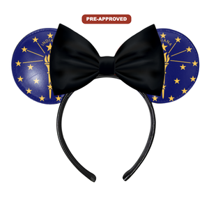 H.E.R. Accessories Custom Factory Order Vinyl Headband Made-to-Order Concept <b>Mouse</b> Ears Featuring State Flag Indiana Universal - Product Image 1