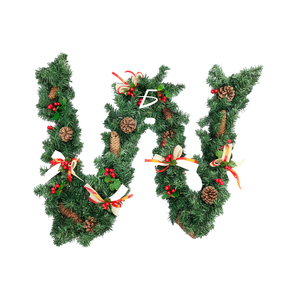 Lussuosa Ghirlanda Natalizia da 2,7 m con Fogliame Artificiale in PVC, Fiocchi Rossi e Bianchi, Frutta Candita e Fragole Rosse per Feste - Product Image 1